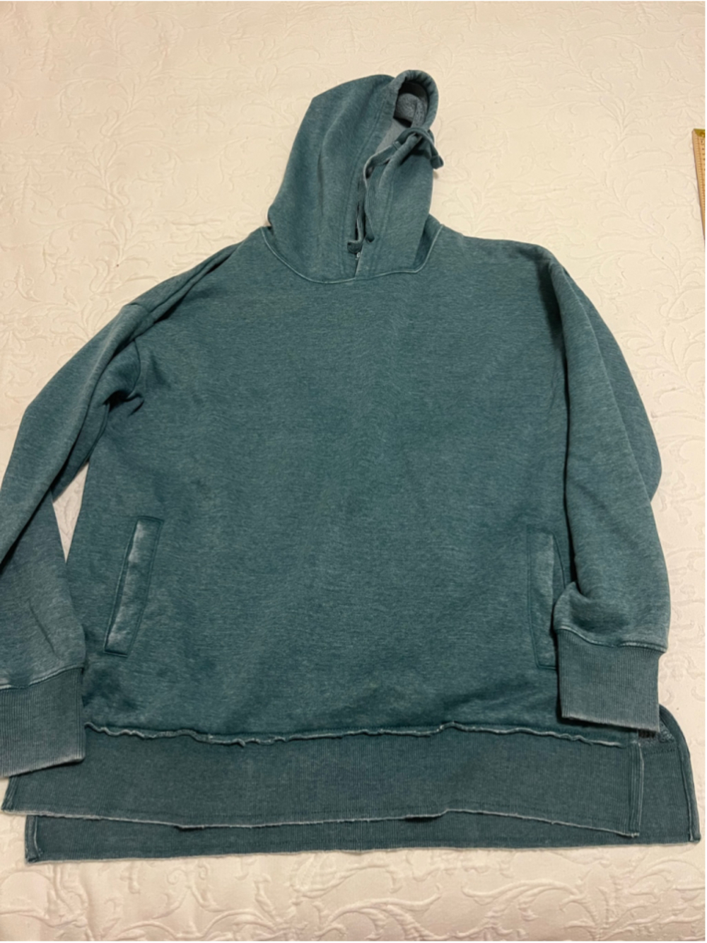 Women's Royce Washed Teal Hoodie Sweatshirt Size L - Picture 9 of 9
